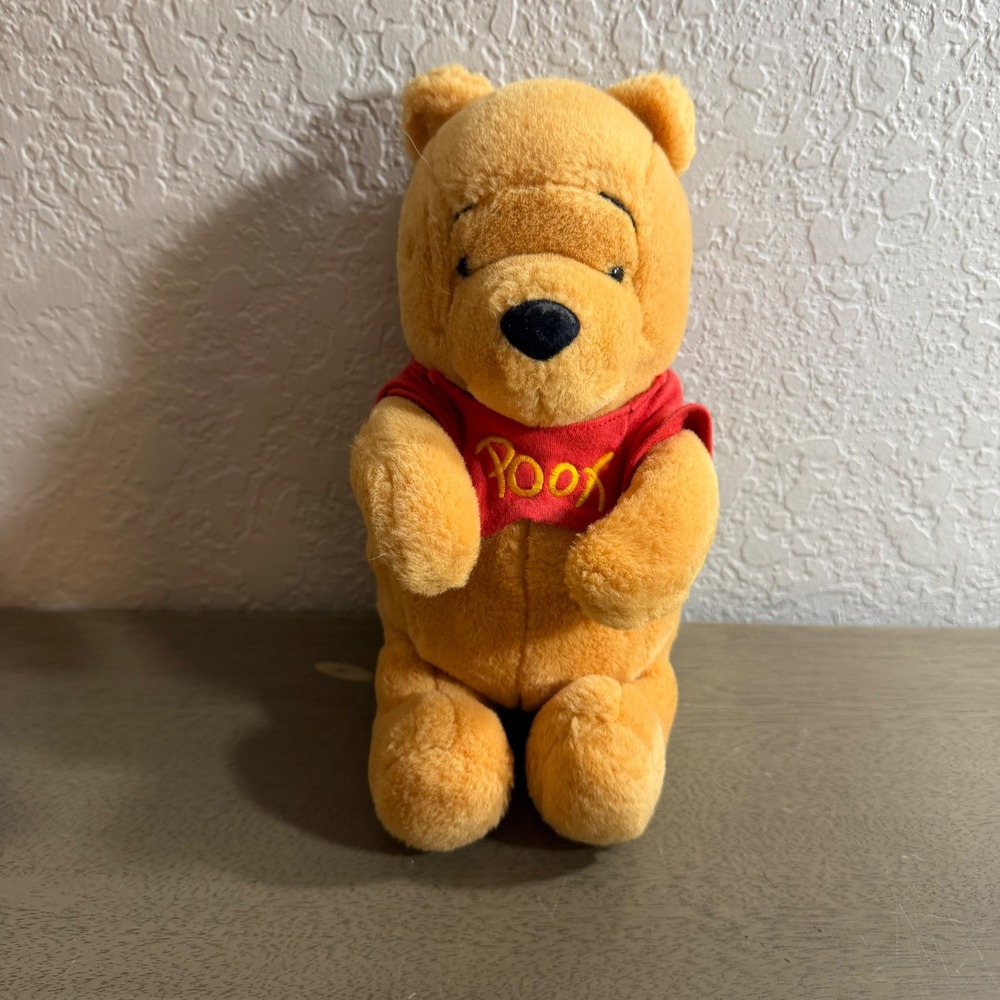 Disney Winnie the Pooh Plush Stuffed Animal Red Shirt 10 Inch Bear